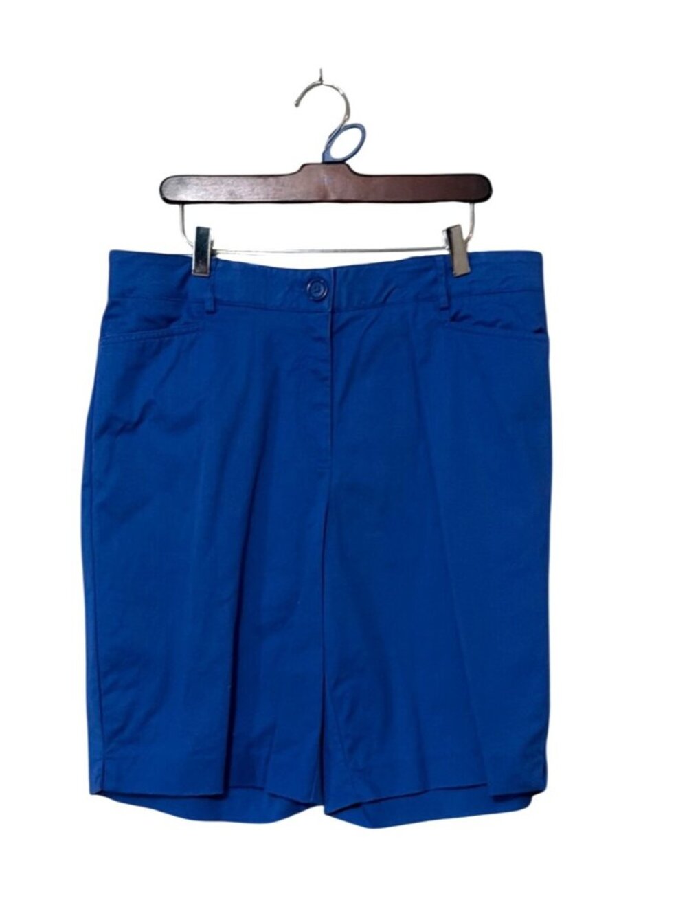 Kim Rogers Womens Blue Cotton Stretch Bermuda Shorts Size 16